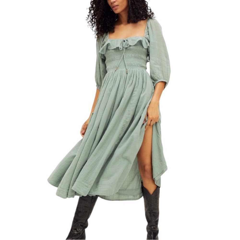 Sage Green Free People Oasis Midi Dress